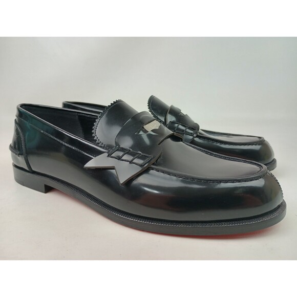Christian Louboutin Women's Black Patent Leather Penny Loafers Size 36.5